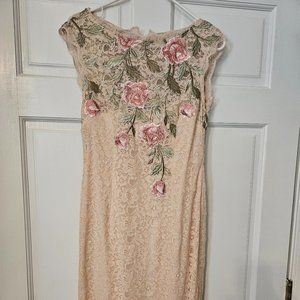 Adrianna Papell size 4 peach lace dress